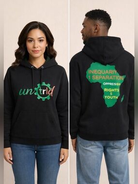 Y2K Unisex “Untrld”Graphic Hoodie Front & Back Print Size 2XL Streetwear NWOT